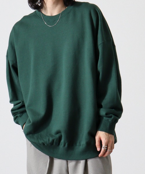 CROSS & STITCH（クロスステッチ）の「CROSS & STITCH 10ｵﾝｽ ビックシルエットスウェットシャツ（スウェット・メンズ・サンドベージュ/ヘザーグレー/ダークグリーン/ブラック/ホワイト/ダークブルー・L/XL/M）」の15枚目の写真