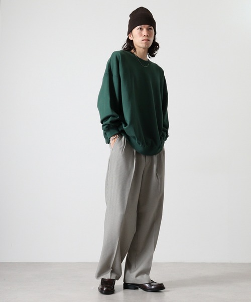 CROSS & STITCH（クロスステッチ）の「CROSS & STITCH 10ｵﾝｽ ビックシルエットスウェットシャツ（スウェット・メンズ・サンドベージュ/ヘザーグレー/ダークグリーン/ブラック/ホワイト/ダークブルー・L/XL/M）」の16枚目の写真