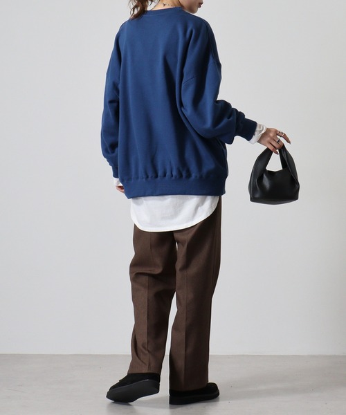 CROSS & STITCH（クロスステッチ）の「CROSS & STITCH 10ｵﾝｽ ビックシルエットスウェットシャツ（スウェット・メンズ・サンドベージュ/ヘザーグレー/ダークグリーン/ブラック/ホワイト/ダークブルー・L/XL/M）」の22枚目の写真