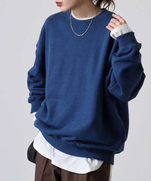 CROSS & STITCH（クロスステッチ）の「CROSS & STITCH 10ｵﾝｽ ビックシルエットスウェットシャツ（スウェット・メンズ・サンドベージュ/ヘザーグレー/ダークグリーン/ブラック/ホワイト/ダークブルー・L/XL/M）」の18枚目の写真