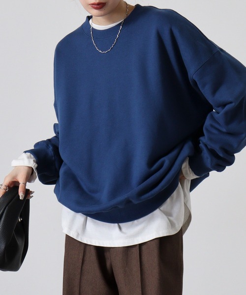 CROSS & STITCH（クロスステッチ）の「CROSS & STITCH 10ｵﾝｽ ビックシルエットスウェットシャツ（スウェット・メンズ・サンドベージュ/ヘザーグレー/ダークグリーン/ブラック/ホワイト/ダークブルー・L/XL/M）」の19枚目の写真