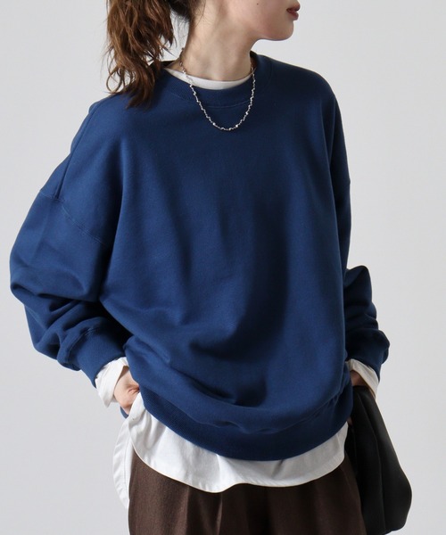 CROSS & STITCH（クロスステッチ）の「CROSS & STITCH 10ｵﾝｽ ビックシルエットスウェットシャツ（スウェット・メンズ・サンドベージュ/ヘザーグレー/ダークグリーン/ブラック/ホワイト/ダークブルー・L/XL/M）」の20枚目の写真