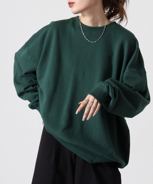 CROSS & STITCH（クロスステッチ）の「CROSS & STITCH 10ｵﾝｽ ビックシルエットスウェットシャツ（スウェット・メンズ・サンドベージュ/ヘザーグレー/ダークグリーン/ブラック/ホワイト/ダークブルー・L/XL/M）」の10枚目の写真