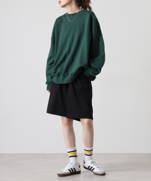 CROSS & STITCH（クロスステッチ）の「CROSS & STITCH 10ｵﾝｽ ビックシルエットスウェットシャツ（スウェット・メンズ・サンドベージュ/ヘザーグレー/ダークグリーン/ブラック/ホワイト/ダークブルー・L/XL/M）」の12枚目の写真