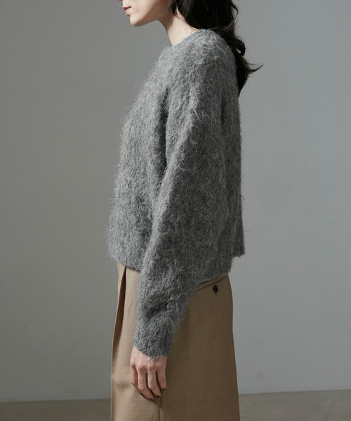 SALON adam et rope'（サロン アダム エ ロペ）の「【WEB限定】へアリーシャギークロップドニット（ニット/セーター・レディース・サックスブルー/ピンク/オフホワイト/チャコールグレー・FREE）」の21枚目の写真