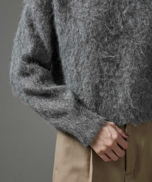 SALON adam et rope'（サロン アダム エ ロペ）の「【WEB限定】へアリーシャギークロップドニット（ニット/セーター・レディース・サックスブルー/ピンク/オフホワイト/チャコールグレー・FREE）」の13枚目の写真