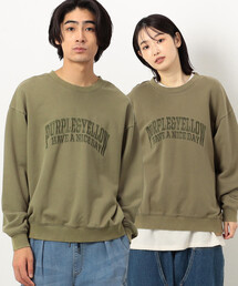 Purple&Yellow | フロスト加工ロゴ刺繍クルーネックプルオーバー(Tシャツ/カットソー)