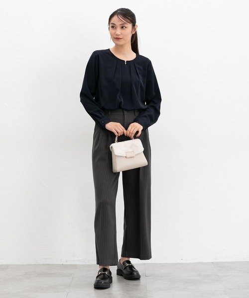 Honeys（ハニーズ）の「パール付ブラウス（シャツ/ブラウス・レディース・アイボリー/ピンクベージュ/ネイビー/ミント・S/M/L/LL/3L）」の8枚目の写真