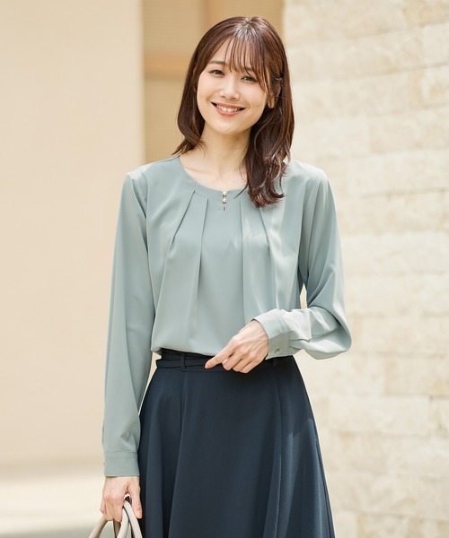 Honeys（ハニーズ）の「パール付ブラウス（シャツ/ブラウス・レディース・アイボリー/ピンクベージュ/ネイビー/ミント・S/M/L/LL/3L）」の15枚目の写真