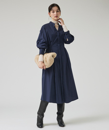 qualite | ウエストギャザーシャツワンピース(ワンピース)