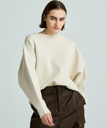 スムースニット スウェット風プルオーバー（uncrave WHITE）