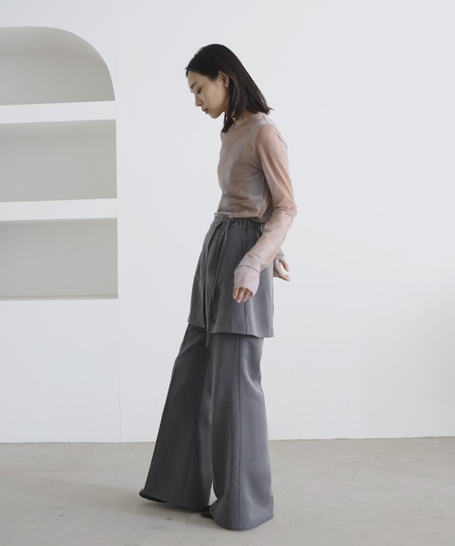 hellam（へラム）の「レイヤードラップスカートパンツ（スラックス・レディース・チャコール/ブラック・SMALL/MEDIUM）」の8枚目の写真