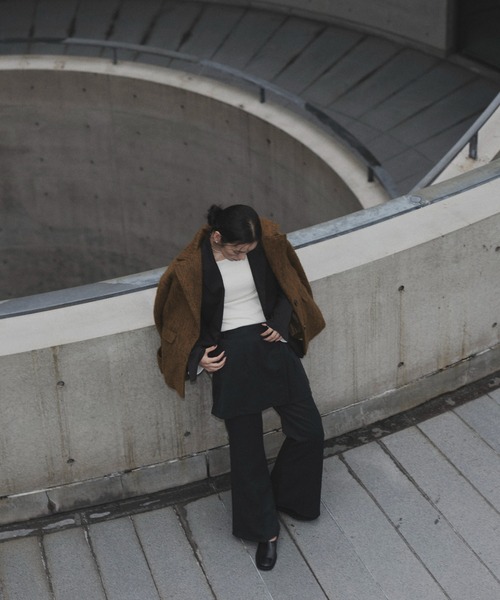 hellam（へラム）の「レイヤードラップスカートパンツ（スラックス・レディース・チャコール/ブラック・SMALL/MEDIUM）」の17枚目の写真