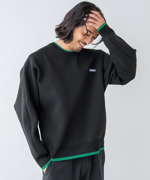 HEREIAM（ヘレイアム）の「【HEREIAM MEN】バイカラースムースニットプルオーバー（ニット/セーター・メンズ・ブラック/ピンク・MEDIUM/LARGE）」の2枚目の写真