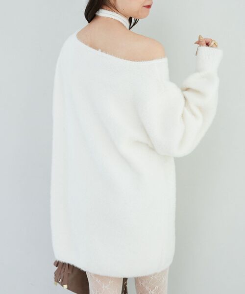 MAJESTIC LEGON（マジェスティックレゴン）の「チョーカーセットシャギーチュニック（ニット/セーター・レディース・チャコールグレー/モカ/ピンク/アイボリー・MEDIUM）」の18枚目の写真