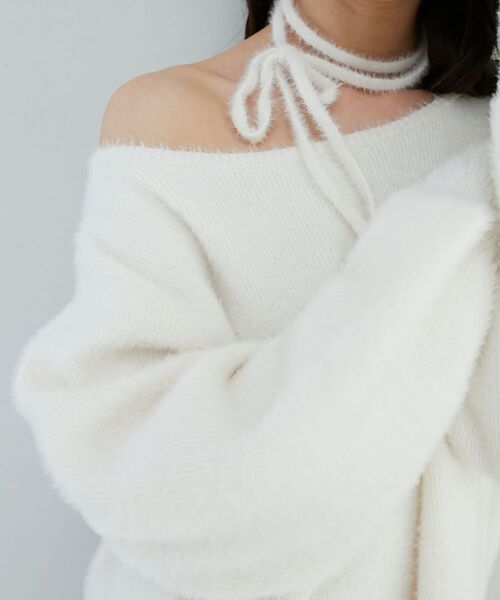 MAJESTIC LEGON（マジェスティックレゴン）の「チョーカーセットシャギーチュニック（ニット/セーター・レディース・チャコールグレー/モカ/ピンク/アイボリー・MEDIUM）」の19枚目の写真