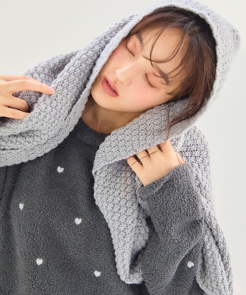cross marche(クロスマルシェ)の「【LAFUKU/ラフク】もちふわマシュマロニットハートドット刺繍トップス/ルームウェア(上下別売り)(ルームウェア/パジャマ・レディース・キャメル/ピンク/インディゴブルー/ベージュ/チャコールグレー/モカ/グレー/オフホワイト/ブルーグレー/チャコール・L/M/LL/3L/S)」の11枚目の写真