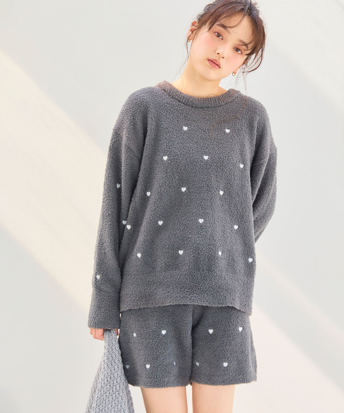 cross marche(クロスマルシェ)の「【LAFUKU/ラフク】もちふわマシュマロニットハートドット刺繍トップス/ルームウェア(上下別売り)(ルームウェア/パジャマ・レディース・キャメル/ピンク/インディゴブルー/ベージュ/チャコールグレー/モカ/グレー/オフホワイト/ブルーグレー/チャコール・L/M/LL/3L/S)」の12枚目の写真