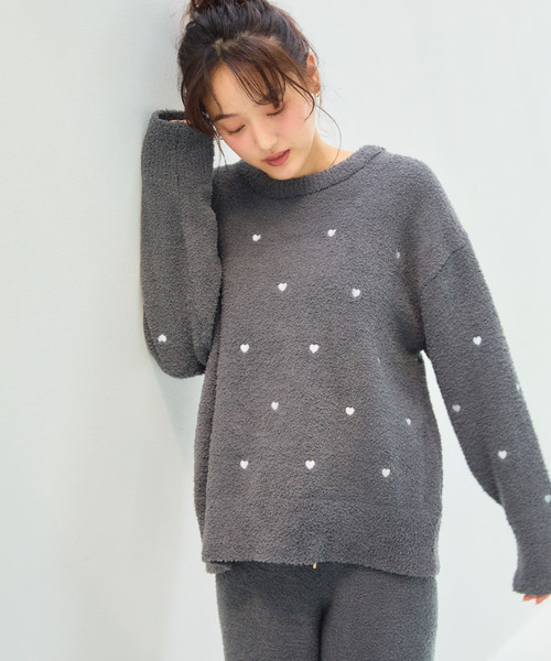cross marche(クロスマルシェ)の「【LAFUKU/ラフク】もちふわマシュマロニットハートドット刺繍トップス/ルームウェア(上下別売り)(ルームウェア/パジャマ・レディース・キャメル/ピンク/インディゴブルー/ベージュ/チャコールグレー/モカ/グレー/オフホワイト/ブルーグレー/チャコール・L/M/LL/3L/S)」の13枚目の写真