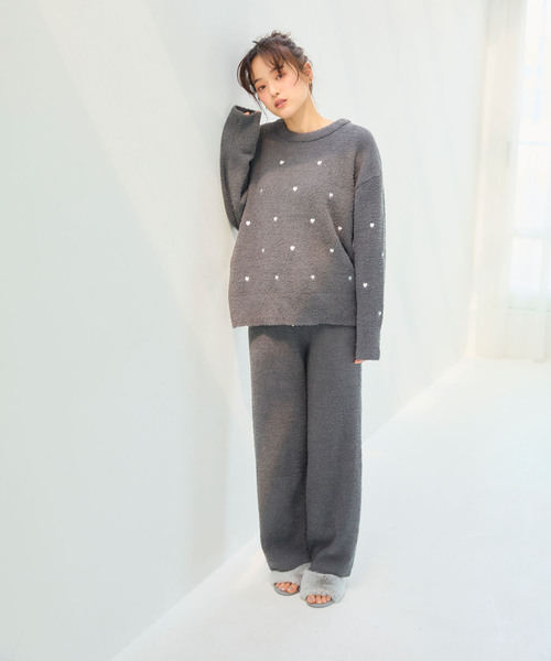 cross marche(クロスマルシェ)の「【LAFUKU/ラフク】もちふわマシュマロニットハートドット刺繍トップス/ルームウェア(上下別売り)(ルームウェア/パジャマ・レディース・キャメル/ピンク/インディゴブルー/ベージュ/チャコールグレー/モカ/グレー/オフホワイト/ブルーグレー/チャコール・L/M/LL/3L/S)」の15枚目の写真