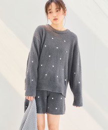 cross marche | 【LAFUKU/ラフク】もちふわマシュマロニットハートドット刺繍トップス/ルームウェア（上下別売り）(ルームウェア/パジャマ)