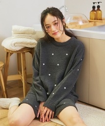 cross marche(クロスマルシェ)の【LAFUKU/ラフク】もちふわマシュマロニットハートドット刺繍トップス/ルームウェア(上下別売り)(ルームウェア/パジャマ)