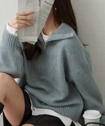 ヤクタッチハーフZIPニット
