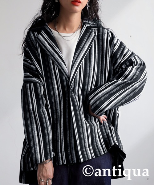セール】ストライプジャケット（テーラードジャケット）｜antiqua