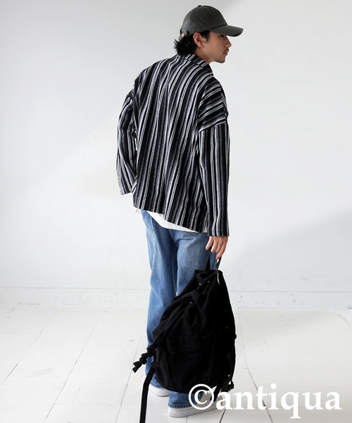 antiqua（アンティカ）の「ストライプジャケット（テーラードジャケット・レディース・ブラック・R/P）」の14枚目の写真