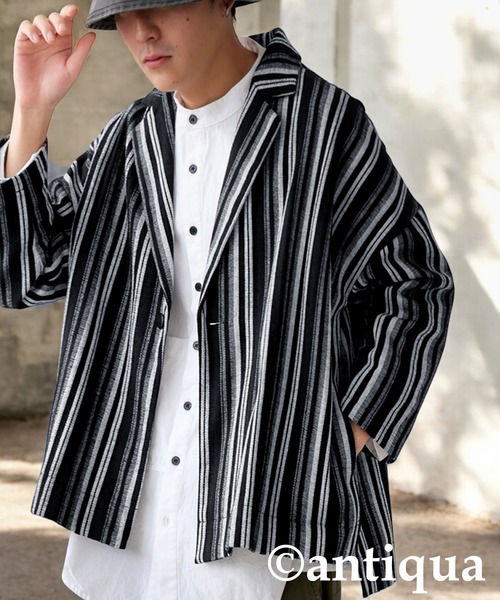 セール】ストライプジャケット（テーラードジャケット）｜antiqua