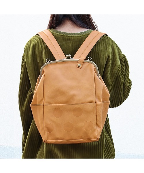 KAZZU SELECT（カッズセレクト）の「ナチュラルがま口リュックドット柄（バックパック/リュック・レディース・イエロー/ブラウン/グリーン・ONE SIZE）」の12枚目の写真