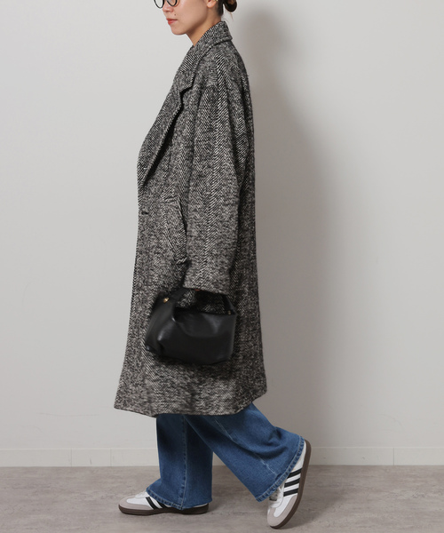 JOURNAL STANDARD relume（ジャーナルスタンダード　レリューム）の「【COMATEX】BIGヘリンボーンWフロントチェスターコート（チェスターコート・レディース・ブラック・38/36）」の4枚目の写真