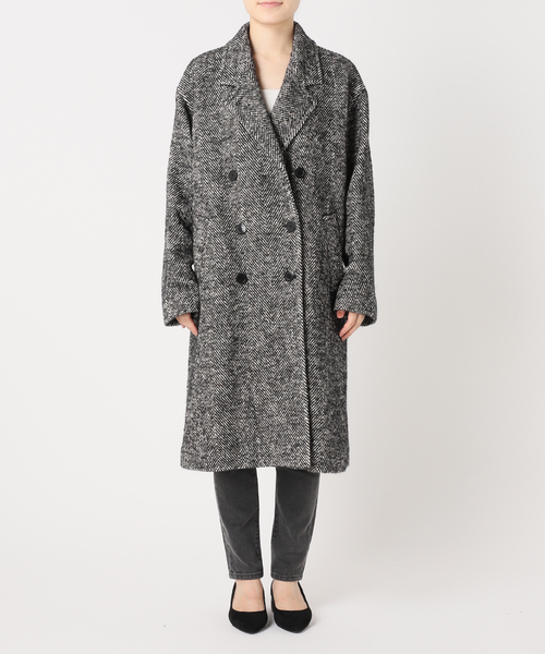JOURNAL STANDARD relume（ジャーナルスタンダード　レリューム）の「【COMATEX】BIGヘリンボーンWフロントチェスターコート（チェスターコート・レディース・ブラック・38/36）」の8枚目の写真