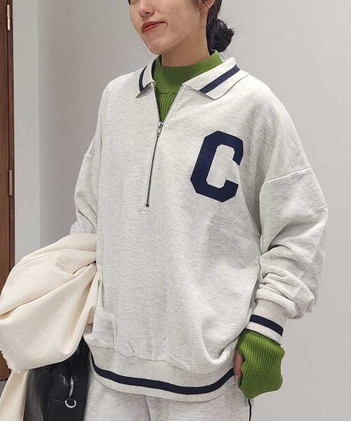 CRAFT STANDARD BOUTIQUE(クラフトスタンダードブティック)の「【ユニセックス】裏毛ハーフジップスウェット(スウェット・レディース・ホワイト系その他/カーキ/ブラック・M/L/XL)」の2枚目の写真