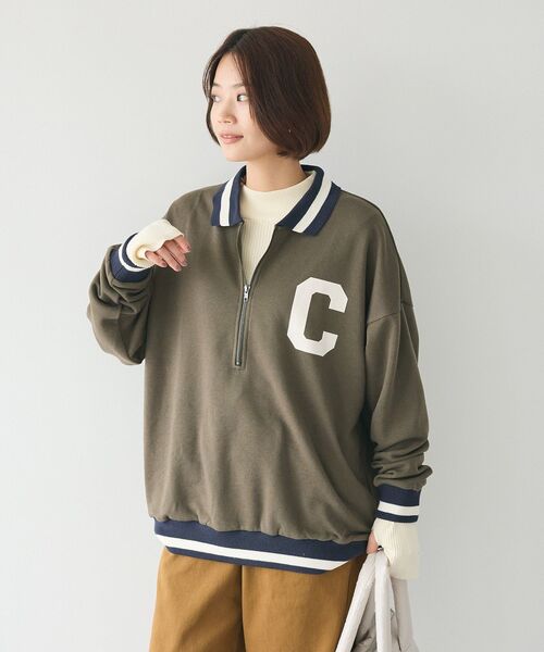 CRAFT STANDARD BOUTIQUE(クラフトスタンダードブティック)の「【ユニセックス】裏毛ハーフジップスウェット(スウェット・レディース・ホワイト系その他/カーキ/ブラック・M/L/XL)」の6枚目の写真