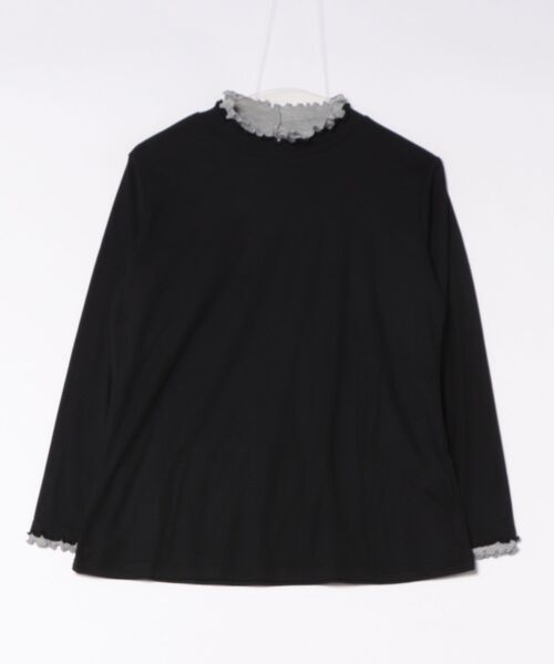 BELLUNA PLUS(ベルーナ)の「重ね着風フリル衿プルオーバー(Tシャツ/カットソー・レディース・ネイビー系/ライトグリーン系/グレー系/ライラック系/ホワイト系/ブラック/ピンクベージュ/ホワイト×ピンク/ブルー系その他/イエロー系/ワイン系/ブラック×グレー/セージグリーン・MEDIUM/X-LARGE/LARGE)」の22枚目の写真