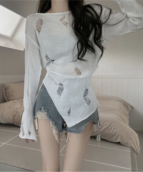 Maison de Dolce. 透け感ニット長袖トップス Maison de Dolce. 透け感ニット長袖トップス つい手に取りたく