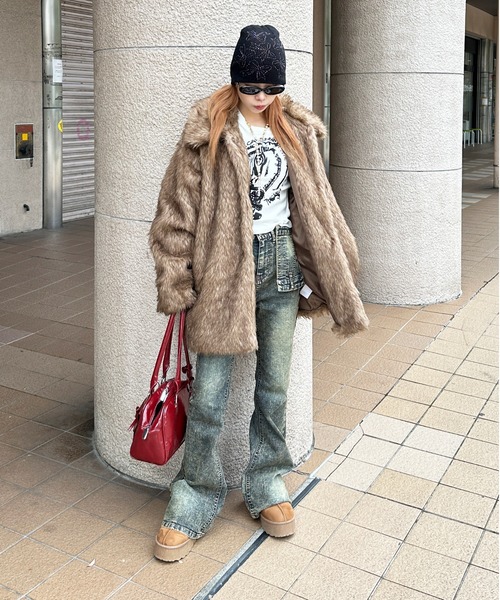 sedacle girl ボリュームフェイクファーコート ショート丈フェイクファーブルゾン（ブルゾン）｜sedacle girl