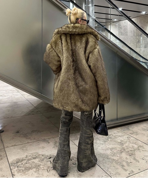 sedacle girl ボリュームフェイクファーコート ブラウン ボリュームフェイクファーコート(ダウンジャケット/コート