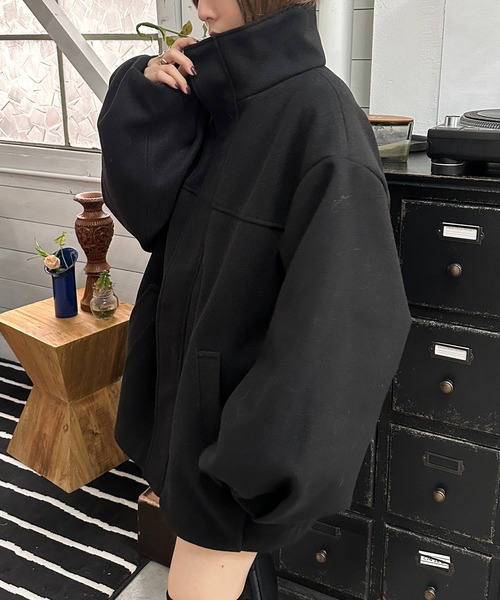 apres jour mignon（アプレジュールミニョン）の「カットメルトンコクーンコート【ZOZOTOWN限定アイテム】（その他アウター・レディース・チャコールグレー/ブラック/ブラウン系その他・フリー/X-LARGE）」の8枚目の写真