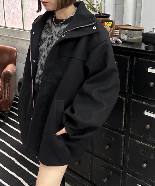 apres jour mignon（アプレジュールミニョン）の「カットメルトンコクーンコート【ZOZOTOWN限定アイテム】（その他アウター・レディース・チャコールグレー/ブラック/ブラウン系その他・フリー/X-LARGE）」の13枚目の写真