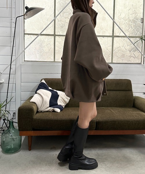 apres jour mignon（アプレジュールミニョン）の「カットメルトンコクーンコート【ZOZOTOWN限定アイテム】（その他アウター・レディース・チャコールグレー/ブラック/ブラウン系その他・フリー/X-LARGE）」の6枚目の写真