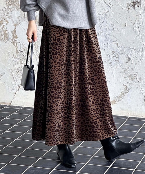 レトロ調ヒュウ柄ロングスカート（スカート）｜aimoha（アイモハ）