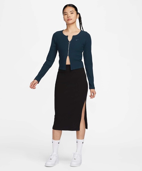NIKE（ナイキ）の「《セットアップ対応商品》ナイキ スポーツウェア チル リブ ウィメンズ スリム フルジップ カーディガン / Nike Sportswear Chill Rib Women's Slim Full-Zip Cardigan FN3683-478 Armory Navy（カーディガン/ボレロ・レディース・ブルー系その他・M/L/2XL/XL/XS/S）」の3枚目の写真