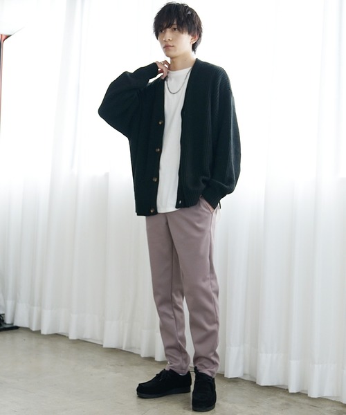 MinoriTY(マイノリティ)の「【MinoriTY】裏起毛ウォームポンチ素材 テーパードイージースラックスパンツ/ベルトループ付き 無地・チェック・ストライプ展開 きれいめ大人シルエット セミワイド ストレッチ素材 メンズ 冬服 アウトドア(スラックス・メンズ・ブラック/グレー/ラベンダー/ストライプ/チェック・M/L/S)」の9枚目の写真