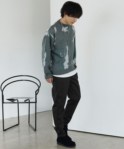 MinoriTY(マイノリティ)の「【MinoriTY】裏起毛ウォームポンチ素材 テーパードイージースラックスパンツ/ベルトループ付き 無地・チェック・ストライプ展開 きれいめ大人シルエット セミワイド ストレッチ素材 メンズ 冬服 アウトドア(スラックス・メンズ・ブラック/グレー/ラベンダー/ストライプ/チェック・M/L/S)」の17枚目の写真