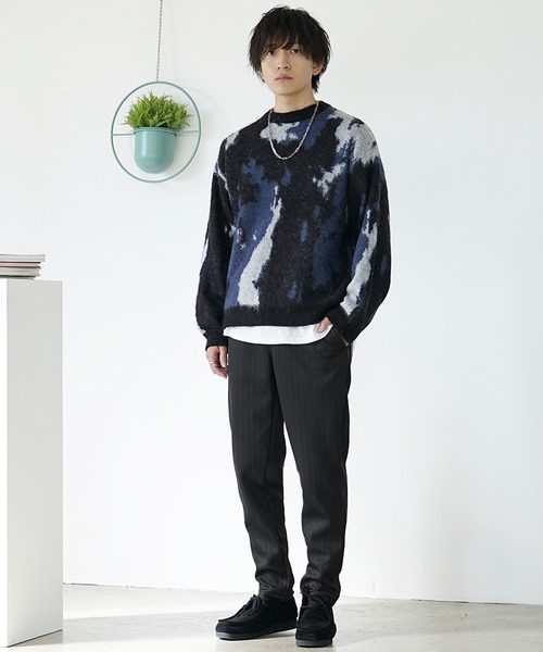 MinoriTY(マイノリティ)の「【MinoriTY】裏起毛ウォームポンチ素材 テーパードイージースラックスパンツ/ベルトループ付き 無地・チェック・ストライプ展開 きれいめ大人シルエット セミワイド ストレッチ素材 メンズ 冬服 アウトドア(スラックス・メンズ・ブラック/グレー/ラベンダー/ストライプ/チェック・M/L/S)」の21枚目の写真