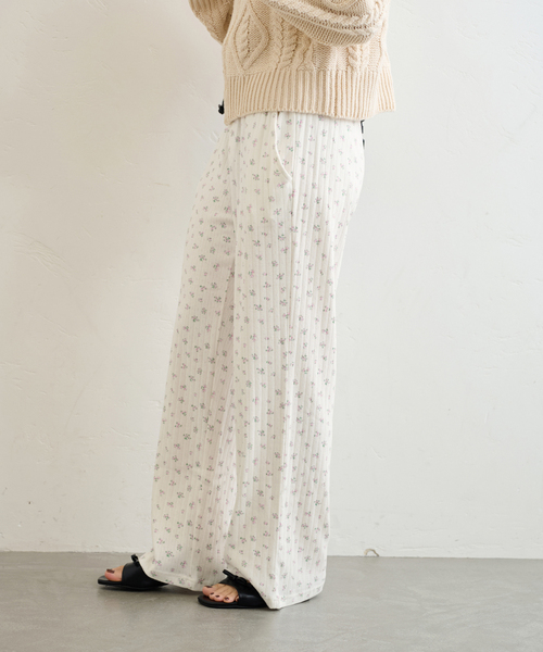 GLOWNY（グロウニ―）の「【GLOWNY/グロウニー】 PROVINCE EYELET PANTS（スウェットパンツ・レディース・アイボリー/ライトグレー・FREE）」の7枚目の写真