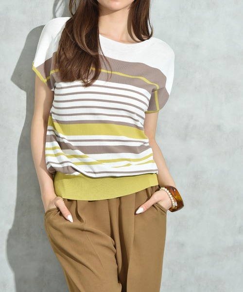 【ＵＶ・接触冷感・マシーンウォッシャブル】マルチボーダーニット