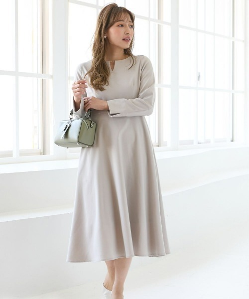 Petitjo（プッチージョ）の「小さいサイズ　【レディーススーツ】キーネックワンピース (セットアップ対応・上下別売り)　低身長さん・小柄女性（ワンピース・レディース・ブラック/グレイッシュベージュ/ネイビー・PL/PM/PS/PSS）」の22枚目の写真